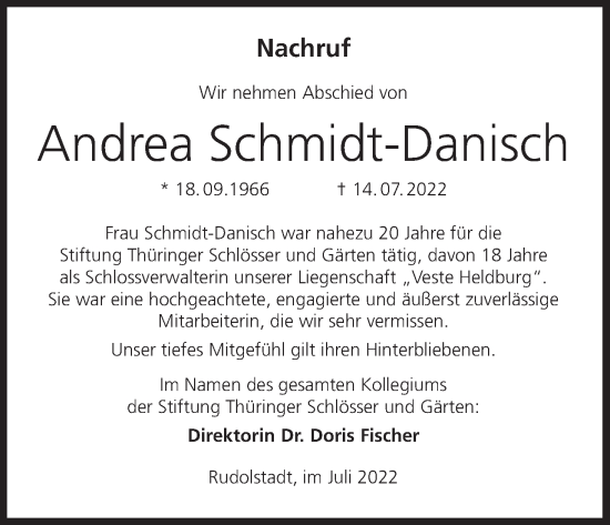 Anzeige von Andrea Schmidt-Danisch von MGO