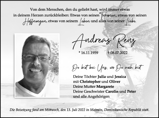 Anzeige von Andreas Renz von MGO