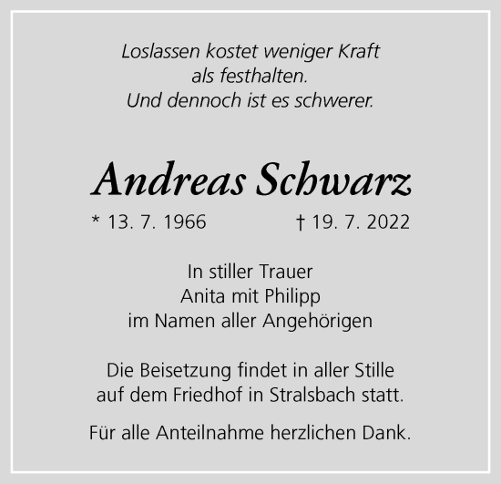 Anzeige von Andreas Schwarz von MGO