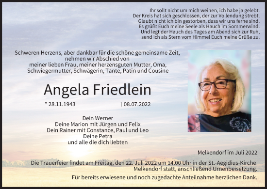Anzeige von Angela Friedlein von MGO