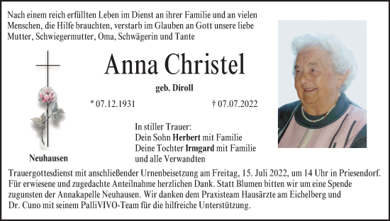 Anzeige von Anna Christel von MGO