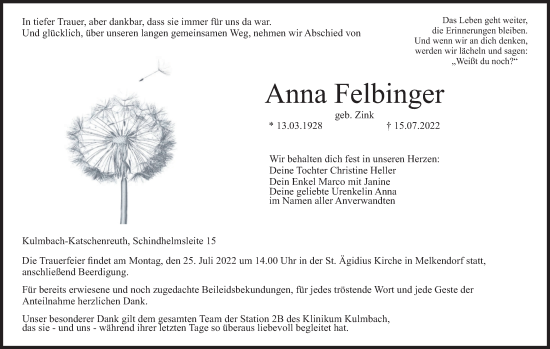 Anzeige von Anna Felbinger von MGO