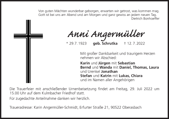 Anzeige von Anni Angermüller von MGO