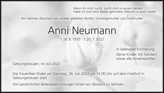 Anzeige von Anni Neumann von MGO