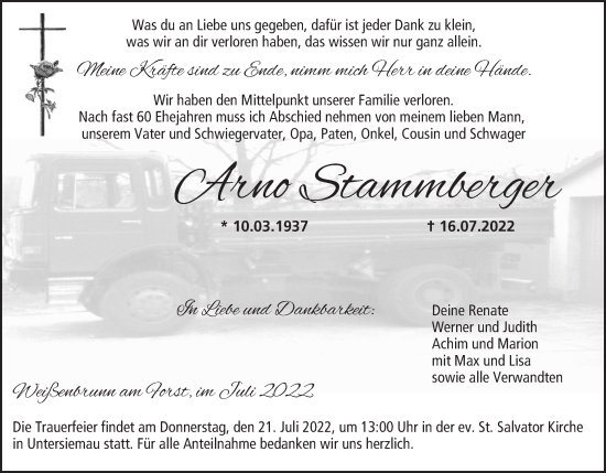 Anzeige von Arno Stammberger von MGO
