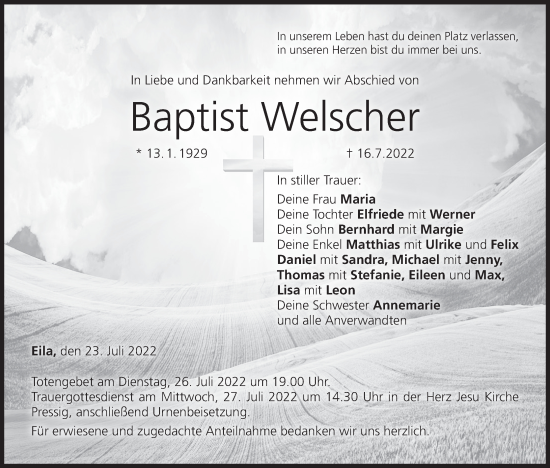 Anzeige von Baptist Welscher von MGO