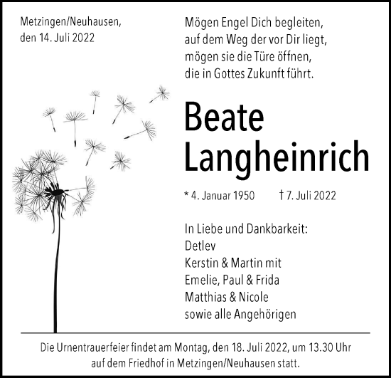 Anzeige von Beate Langheinrich von MGO