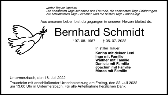 Anzeige von Bernhard Schmidt von MGO