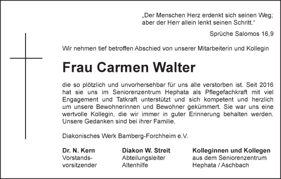 Anzeige von Carmen Walter von MGO