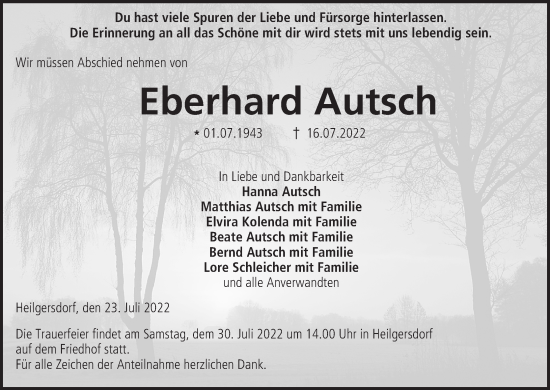 Anzeige von Eberhard Autsch von MGO