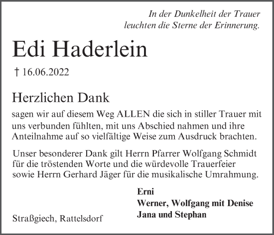 Anzeige von Edi Haderlein von MGO