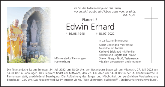 Anzeige von Edwin Erhard von MGO