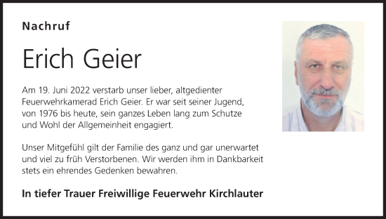 Anzeige von Erich Geier von MGO