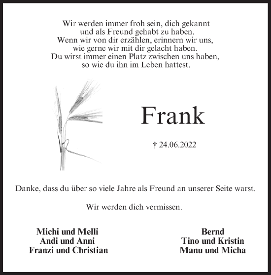 Anzeige von Frank Prüfer von MGO