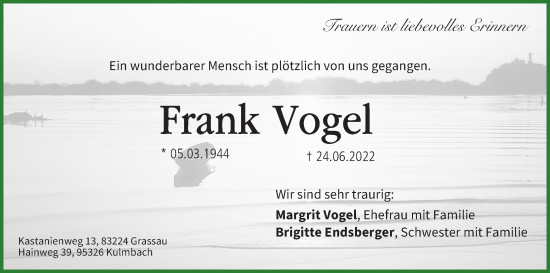 Anzeige von Frank Vogel von MGO