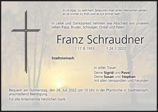Anzeige von Franz Schraudner von MGO
