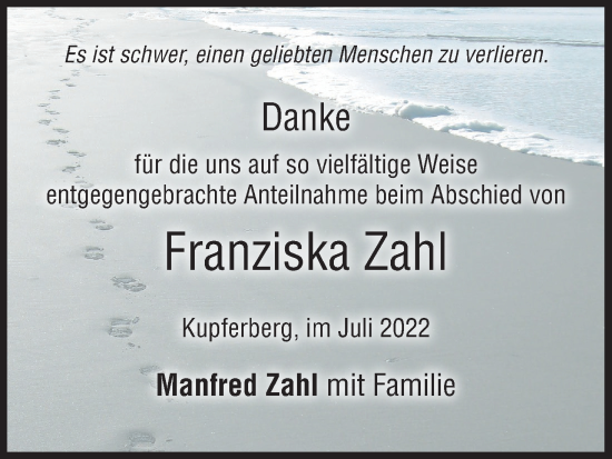 Anzeige von Franziska Zahl von MGO