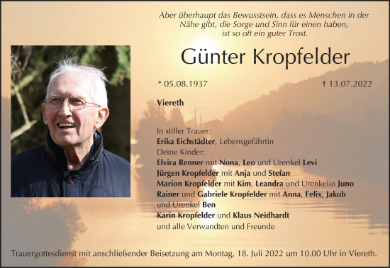 Anzeige von Günter Kropfelder von MGO
