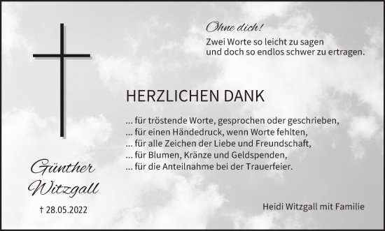 Anzeige von Günther Witzgall von MGO