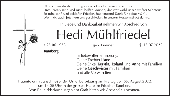 Anzeige von Hedi Mühlfriede von MGO