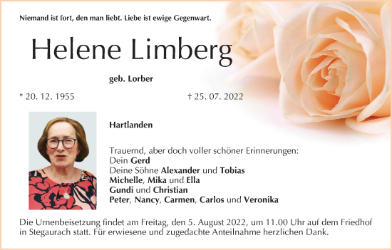 Anzeige von Helene Limberg von MGO