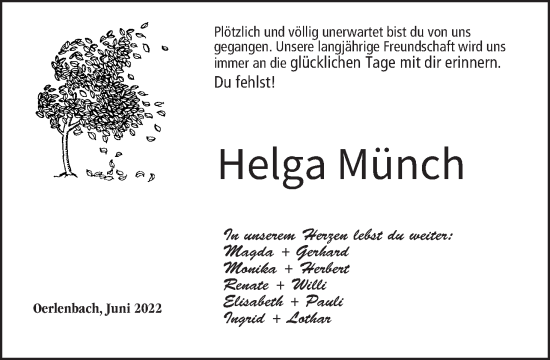 Anzeige von Helga Münch von MGO