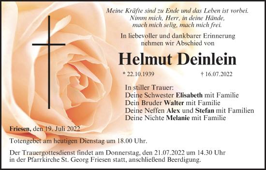 Anzeige von Helmut Deinlein von MGO