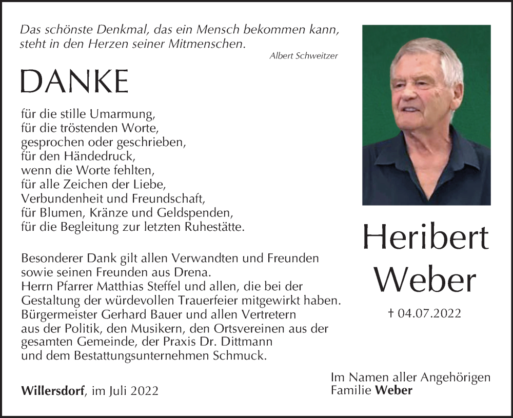  Traueranzeige für Heribert Weber vom 30.07.2022 aus MGO