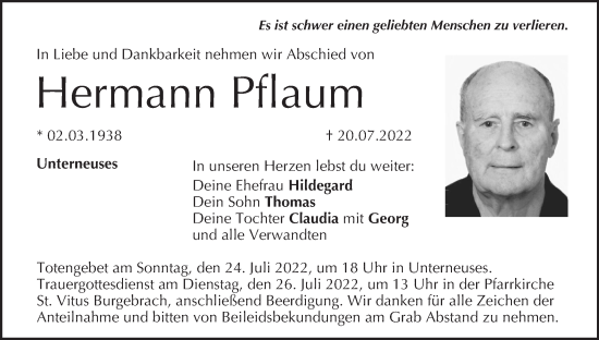 Anzeige von Hermann Pflaum von MGO