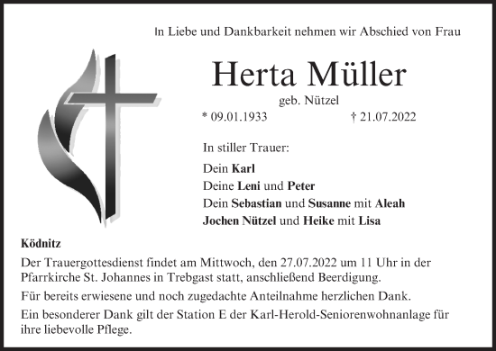 Anzeige von Herta Müller von MGO