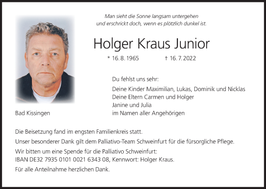 Anzeige von Holger Kraus von MGO