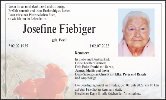 Anzeige von Josefine Fiebiger von MGO