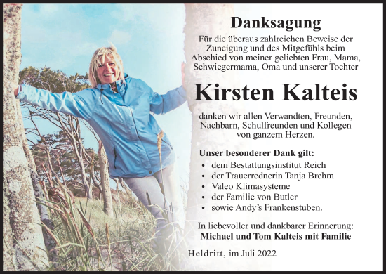 Anzeige von Kirsten Kalteis von MGO