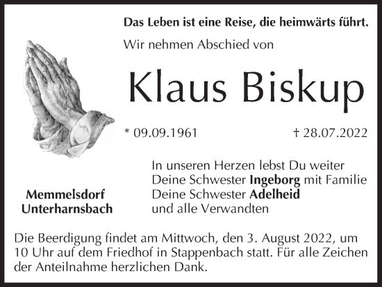 Anzeige von Klaus Biskup von MGO