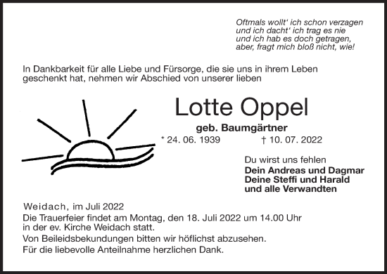 Anzeige von Lotte Oppel von MGO