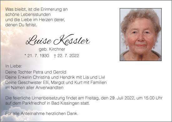 Anzeige von Luise Kessler von MGO