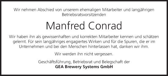 Anzeige von Manfred Conrad von MGO