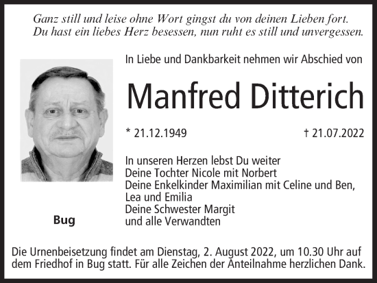 Anzeige von Manfred Ditterich von MGO