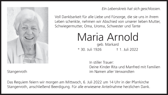 Anzeige von Maria Arnold von MGO