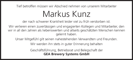 Anzeige von Markus Kunz von MGO