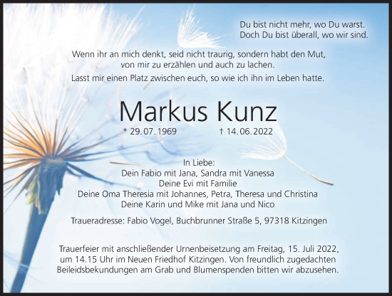 Anzeige von Markus Kunz von MGO