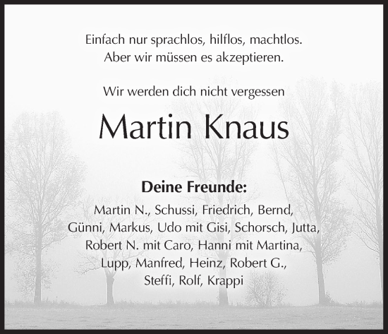 Anzeige von Martin Knaus von MGO