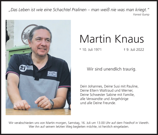 Anzeige von Martin Knaus von MGO