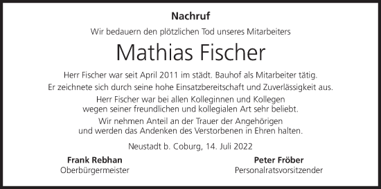 Anzeige von Mathias Fischer von MGO