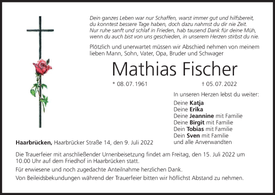 Anzeige von Mathias Fischer von MGO