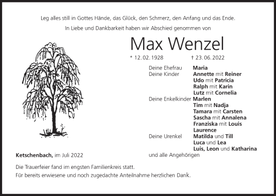 Anzeige von Max Wenzel von MGO