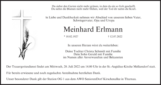 Anzeige von Meinhard Erlmann von MGO