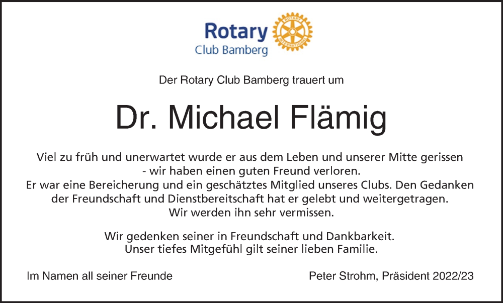  Traueranzeige für Michael Flämig vom 20.07.2022 aus MGO