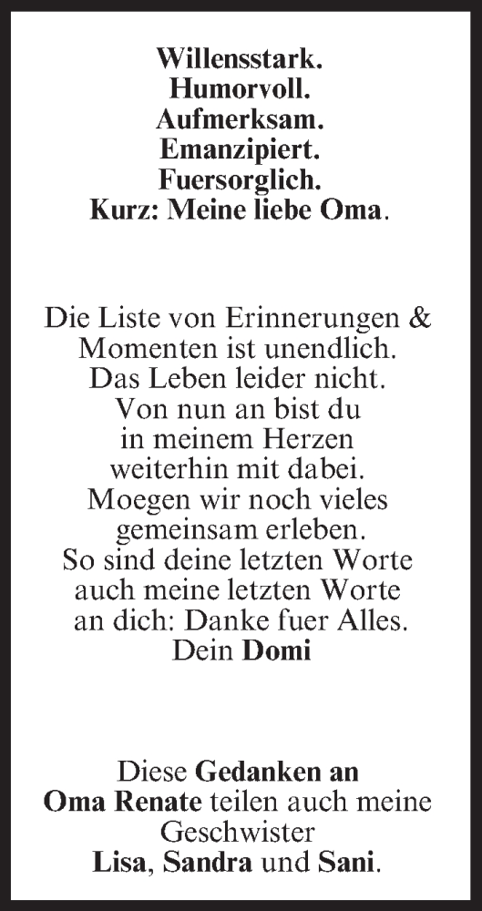 Anzeige von Oma Renate  von MGO