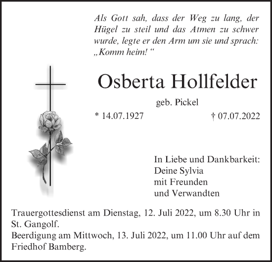 Anzeige von Osberta Hollfelder von MGO